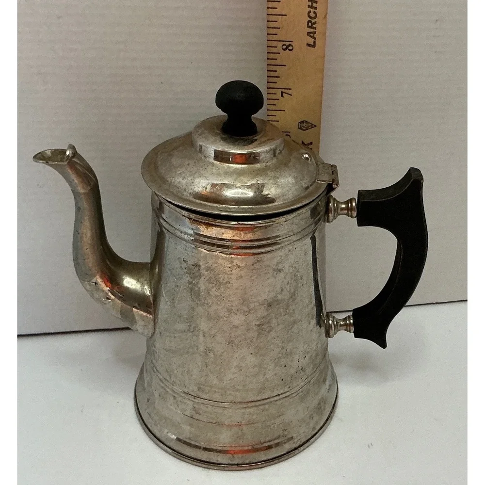 Vintage Coffee Percolator Stovetop Pot Silver Tone Metal Farmhouse